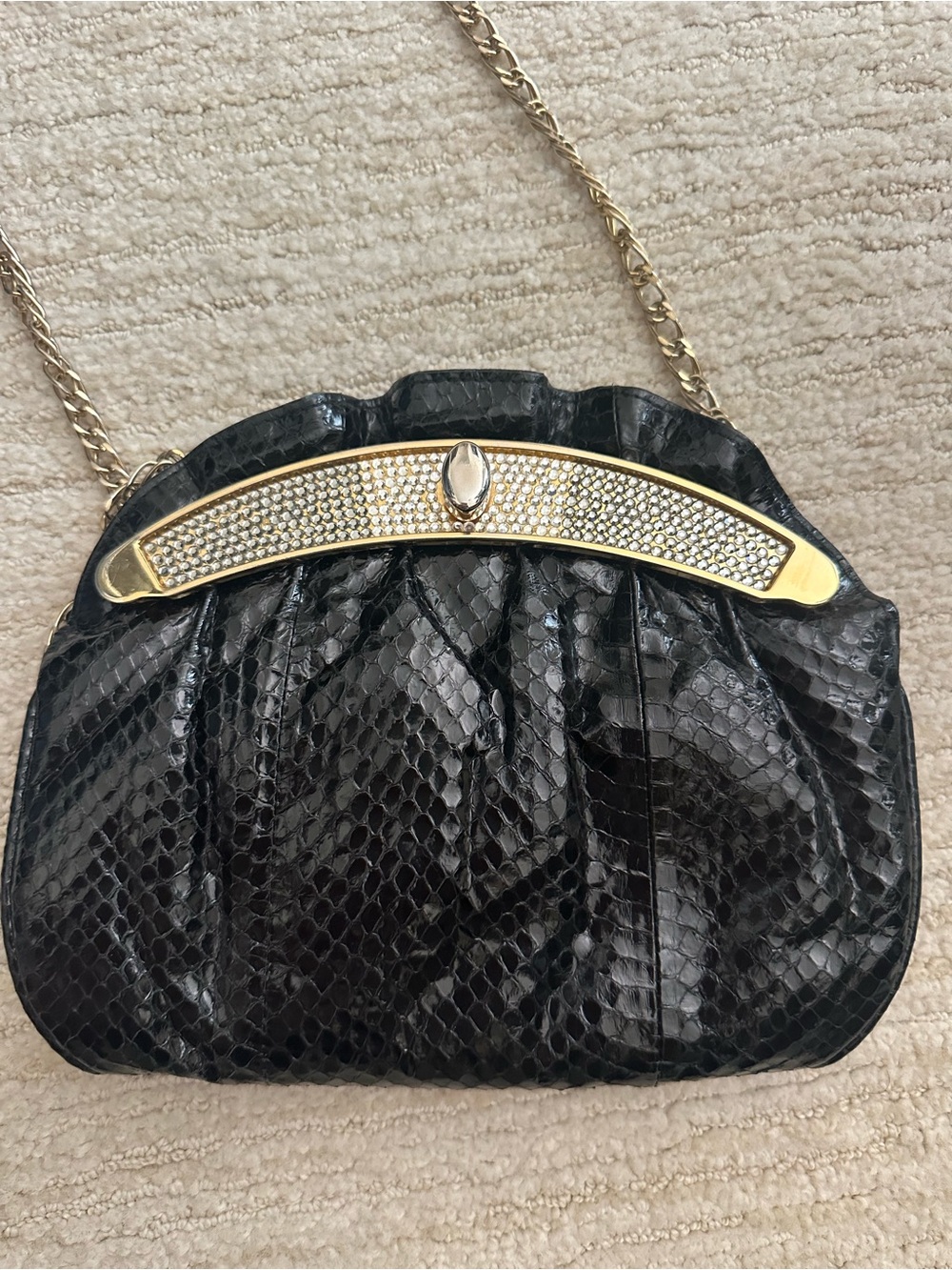 Vintage Finesse la Model Snake & Rhinestone Evening Bag